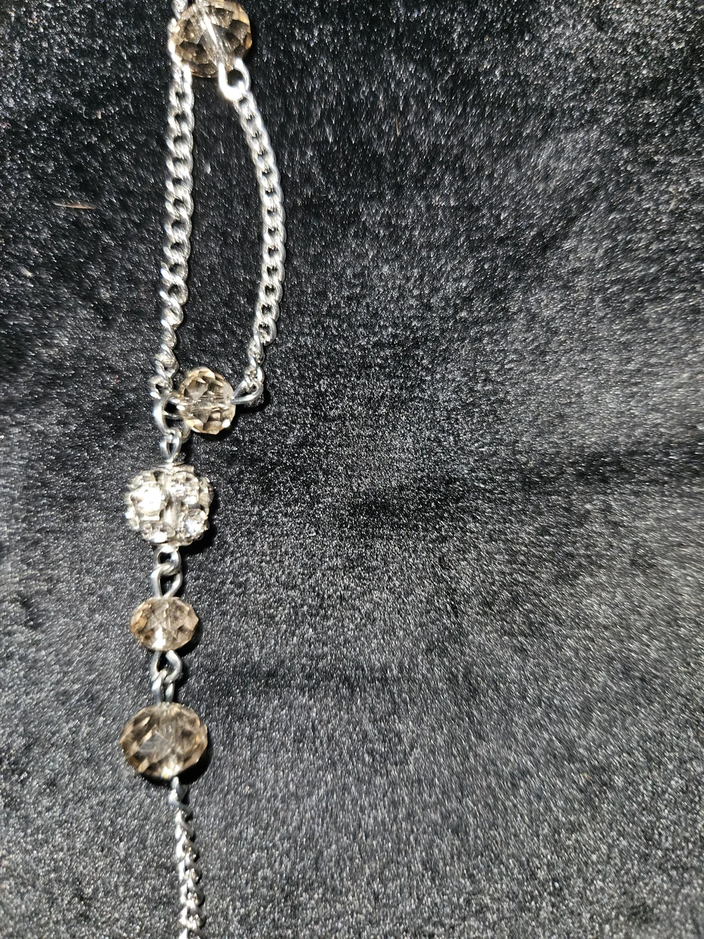 paparazzi Silver Necklace with Smoky Brown Crystal Drops